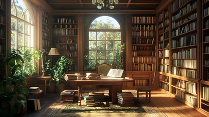 room library full book with aethetic view