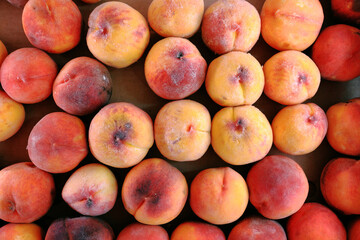 Fresh Ripe Peaches Close Up Texture And Color View.