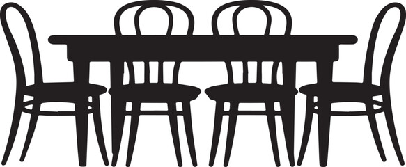 Fototapeta premium Chairs Table Silhouette Illustrations.to protect information vector black and white background.