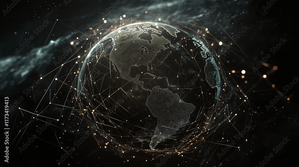 Poster abstract global technology representation with network structure