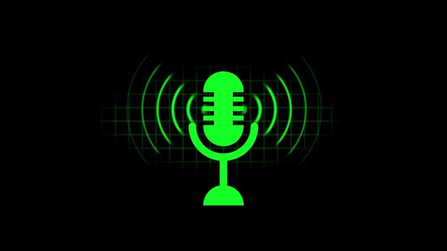 voice recording and podcast mic microphone button icon animation video. Audio microphone icon animation