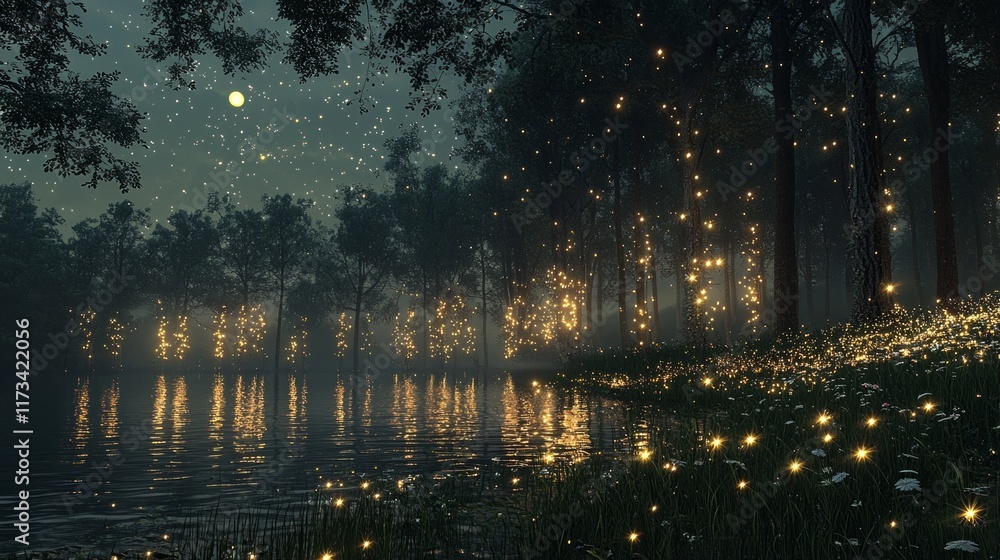 Poster experience fairy tale forest illuminated twilight's glow where glowing wisps and celestial beings cr