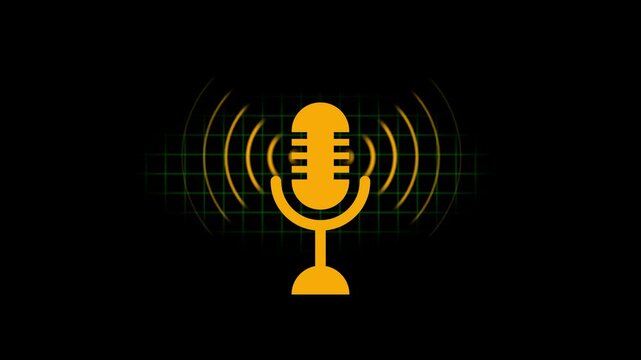voice recording and podcast mic microphone button icon animation video. Audio microphone icon animation - Powered by Adobe