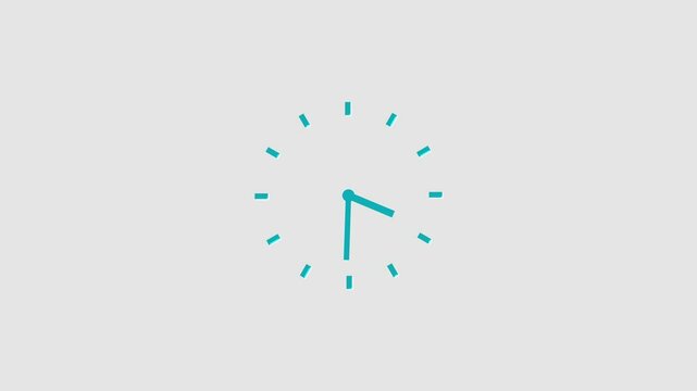 Clock icon with moving arrows in 12 hour loop. 4k wall clock animation. Analog clock spinning animation.