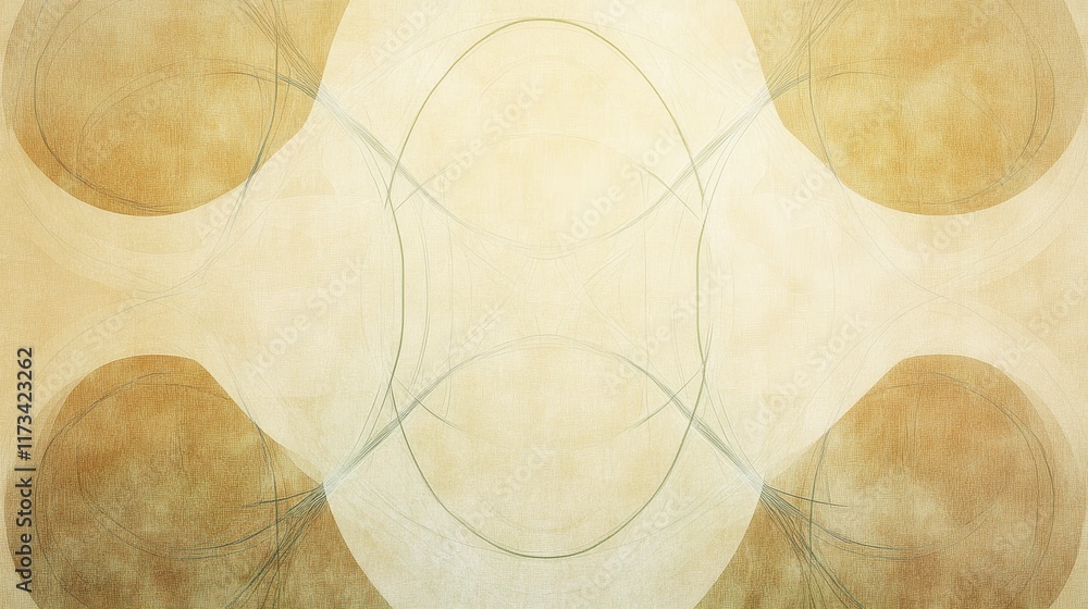 Poster blurry image of a circle with a line through it. the circle is surrounded by four other circles