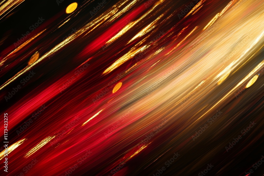 Poster a captivating abstract image showcasing motion blur in red and golden tones. the dynamic lines creat