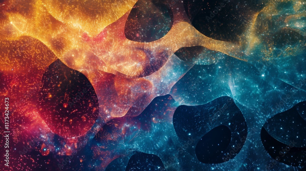 Poster explore a captivating abstract design featuring vibrant colors and network patterns, evoking a sense