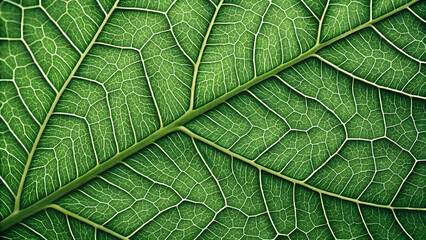 Fototapeta premium Close-Up Texture of Leaf with Intricate Venation and Green Hue