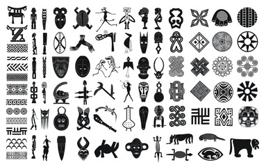 African Symbols Silhouette Vector Pack graphic drawing illustration for stickers, streetwear, t-shirts, logos, print-on-demand, print, or branding