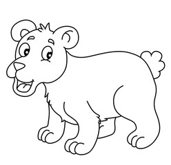 Cute cartoon hand drawn vector bear cub coloring page.