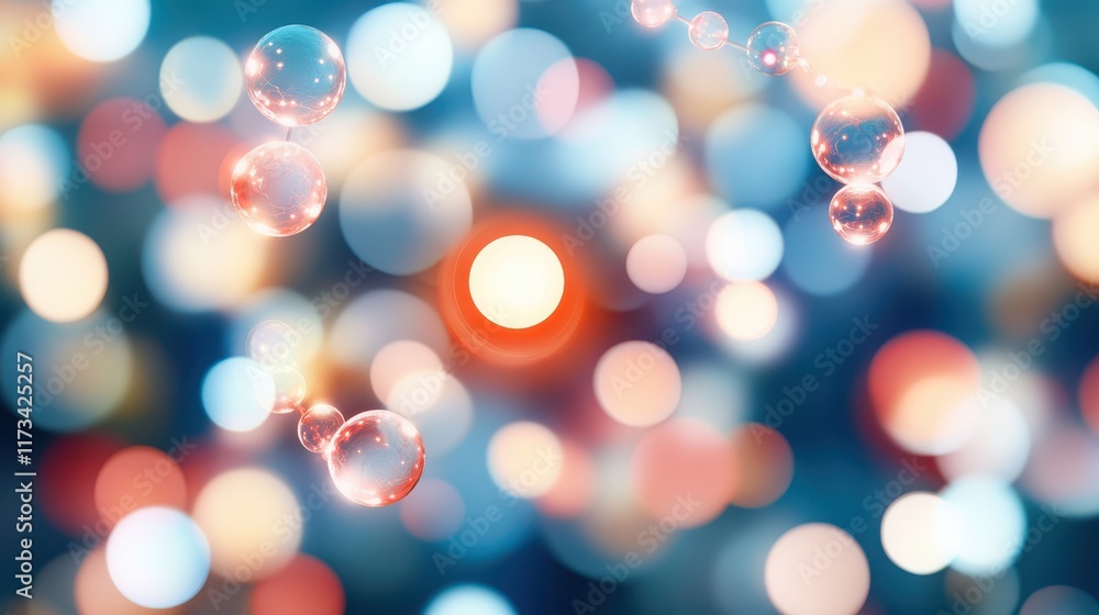 Poster dreamy colorful bubbles, vibrant abstract background with soft, blurry bokeh and floating spheres