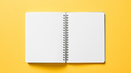 Blank Spiral Notebook Mockup on Yellow Background