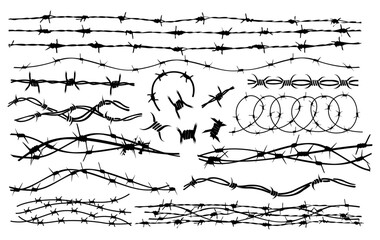 barbed Wire Silhouette Vector Pack graphic drawing illustration for stickers, streetwear, t-shirts, logos, print-on-demand, print, or branding