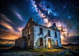 Nightfall Ruins: Abandoned White House, Historical Decay, Dramatic Lighting, USA Capital