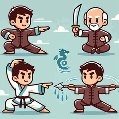 set of people kung fu