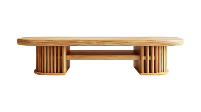 Modern wood tv stand isolated on transparent background remove PNG, clipping path