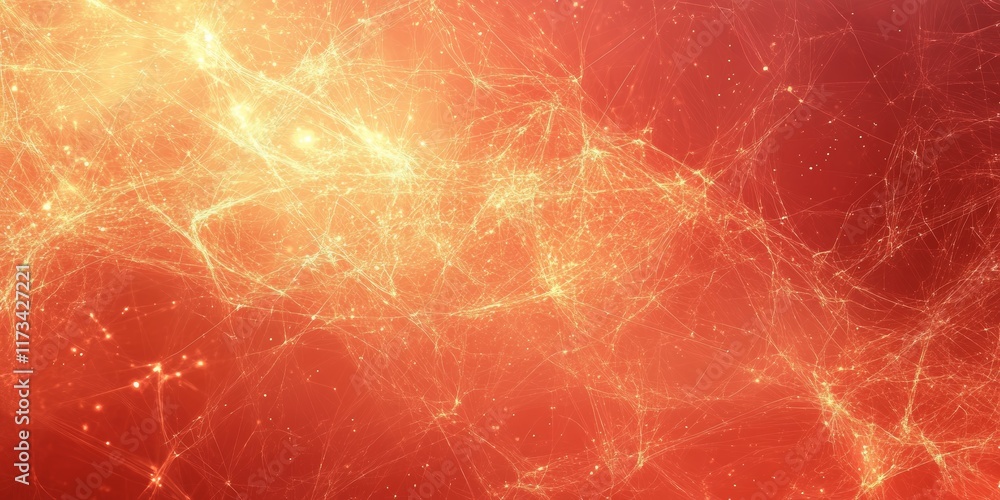 Poster abstract digital background with network streams and vibrant technology visuals in red and orange co