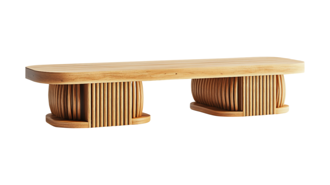 Modern wood tv stand isolated on transparent background remove PNG, clipping path