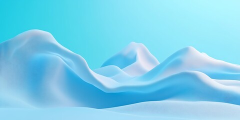 Obraz premium Abstract blue winter landscape, serene hills, minimalist background.