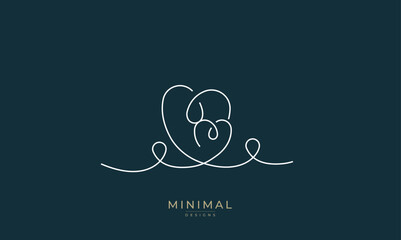 Love hearts line art logos , letters Love with hearts in one line logo 