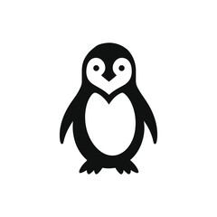 Penguin Silhouette in Bold Black Graphic Style