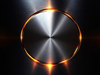 Brushed metal circle with gold ring.