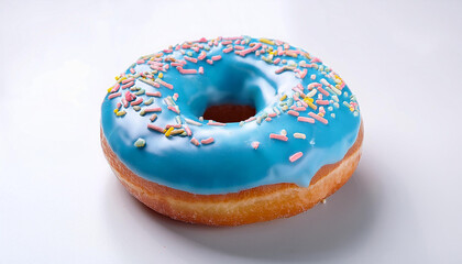 blue donut with sprinkles on a white remoted heritage