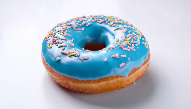 blue donut with sprinkles on a white remoted heritage