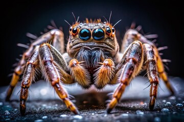 Fototapeta premium Night Photography: Spider on a Smooth, Uniform Background - Macro Shot