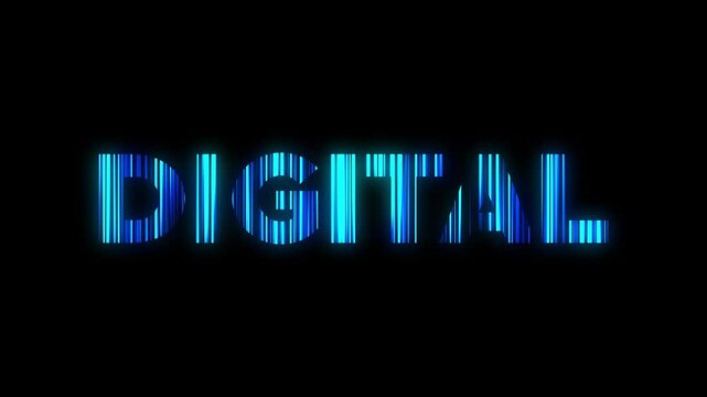 Digital word glowing technology 4k animation with black background digital blue lines effect HD creative logo animation