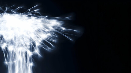 Abstract light trails, night photography, dark background, energy concept, ideal for science or technology visuals.