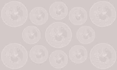 background image with Madhubani Painting Fish . Indian Folk Art Fish . Traditional Mithila Painting of Bihar . Banner poster