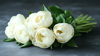 Delicate Bouquet of Creamy White Tulips