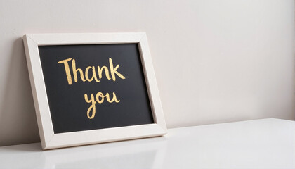 Obraz premium Thank you message on framed chalkboard against neutral wall, International Thank You Day