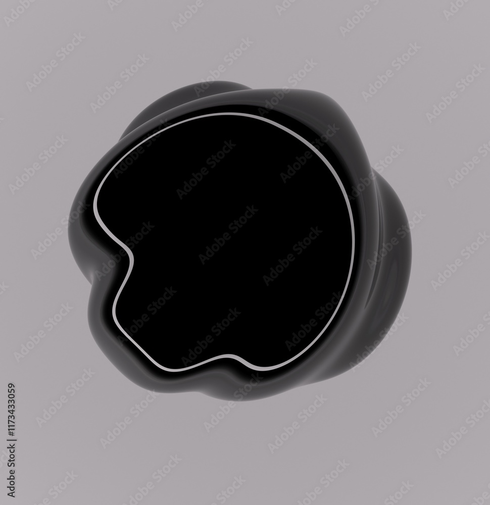 Poster abstract 3d illustration of a black glossy drop on a white background. an image on the theme of biot