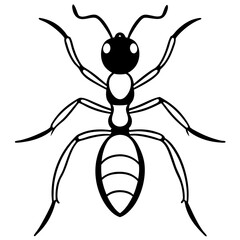 Cute Silhouette of a Ant line art vector cartoon illustration