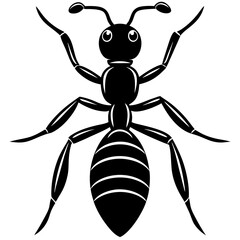 Cute Silhouette of a Ant line art vector cartoon illustration