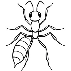 Cute Silhouette of a Ant line art vector cartoon illustration