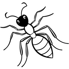Cute Silhouette of a Ant line art vector cartoon illustration