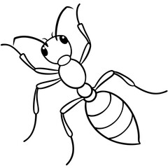 Cute Silhouette of a Ant line art vector cartoon illustration