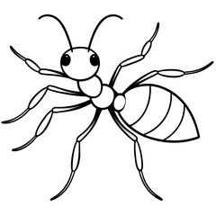 Cute Silhouette of a Ant line art vector cartoon illustration