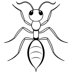 Cute Silhouette of a Ant line art vector cartoon illustration