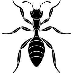 Cute Silhouette of a Ant line art vector cartoon illustration