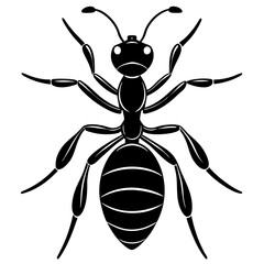 Cute Silhouette of a Ant line art vector cartoon illustration