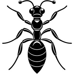 Cute Silhouette of a Ant line art vector cartoon illustration