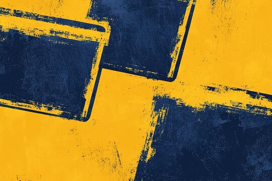 Abstract artwork featuring bold navy shapes on a textured yellow background, creating a modern and striking composition. Cybersecurity