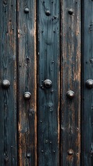 Naklejka premium Dark wood planks with metal studs.