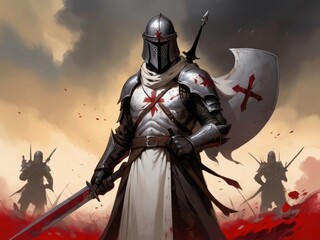 Naklejka premium medieval knight with sword