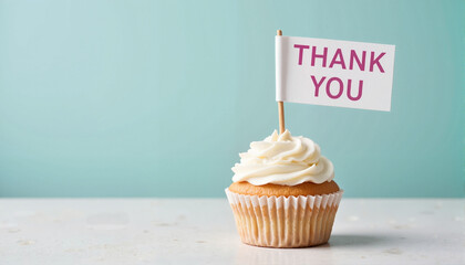 Thank you cupcake on a light blue background, International Thank You Day