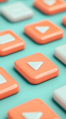 Colorful square buttons with arrows, arranged in a pattern on a teal background, showcasing modern design elements. Cybersecurity